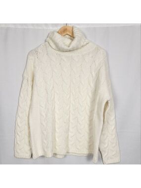 Cream Cable Knit Turtleneck Sweater NEW #3011